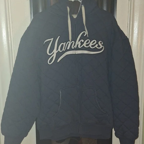 New York Yankees Quilted Jacket - Navy Blue & White Genuine Stitches Gear SZ XL - Picture 6 of 12